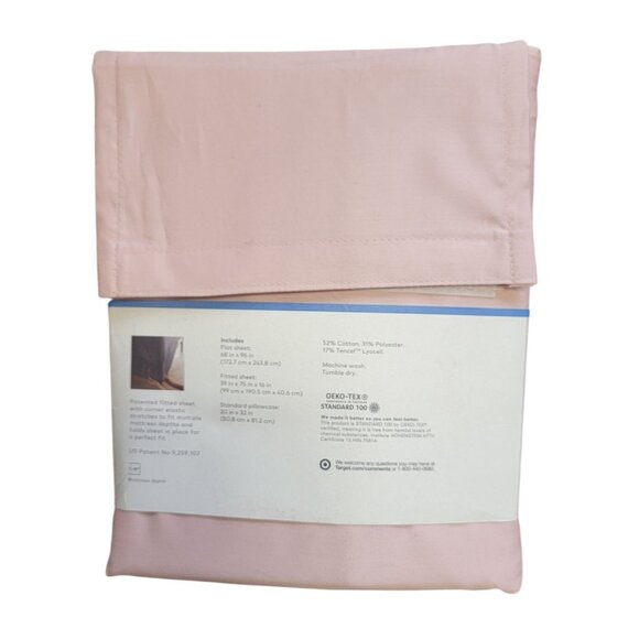 Twin 500 Thread Count Tri Ease Sheet Set Heirloom Pink - Project 62 + Nate Berku - Picture 3 of 6